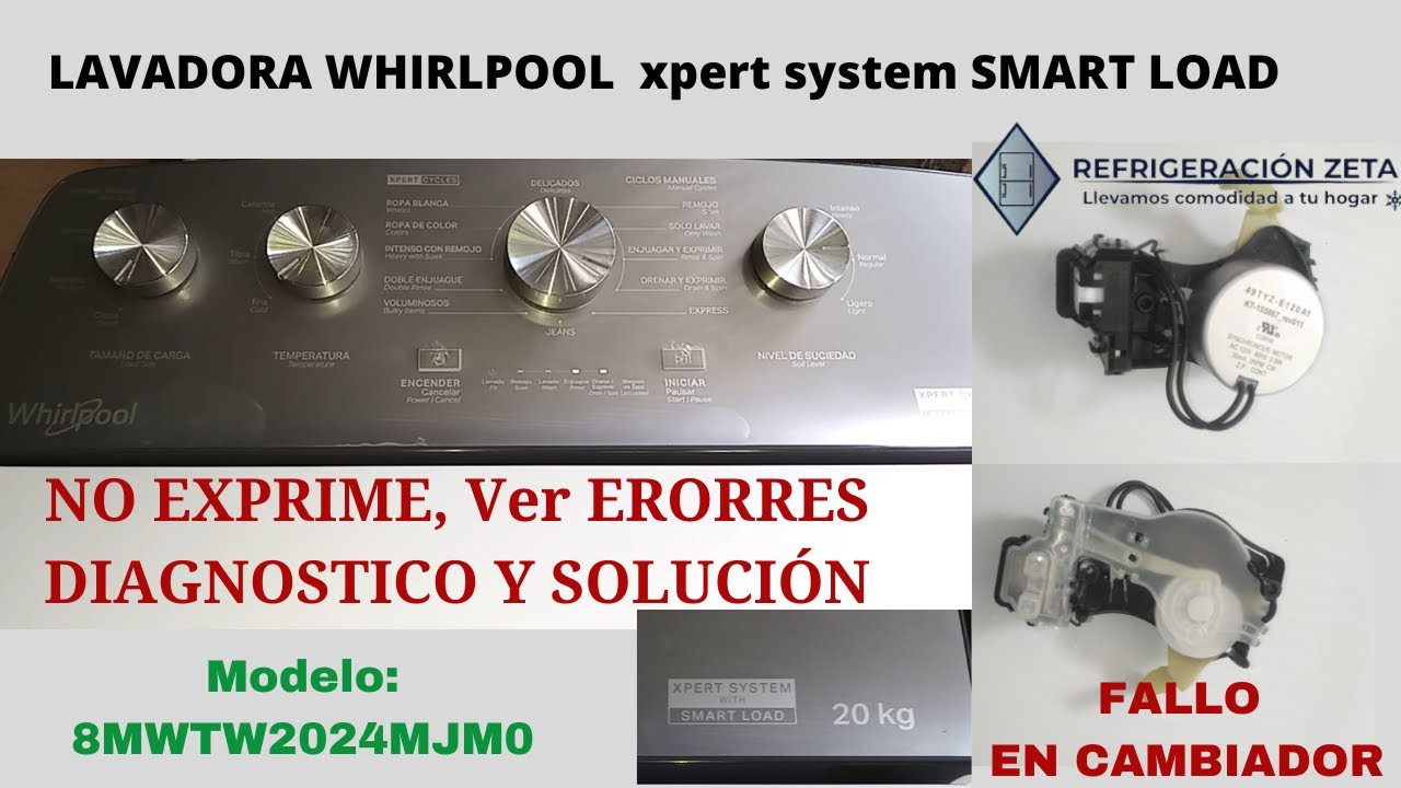 Lavadora xpert system (smart load) NO EXPRIME, diagnostico,  VER CODIGOS, solución, FALLO ACTUADOR