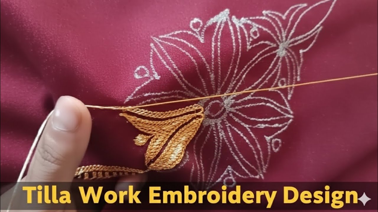 Kashmiri Tilla Design | Tilla Design | Patch Part Ka Tilla Part 3 | Tilla Work On Patch Part