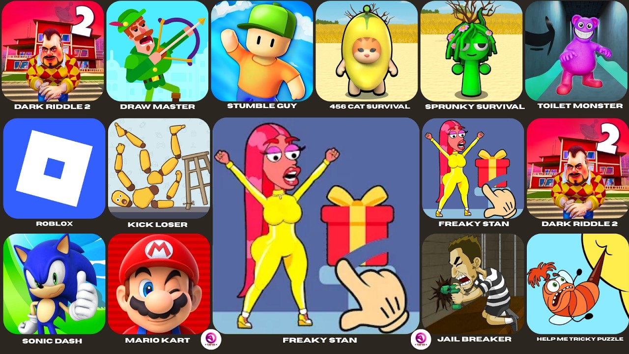 Freaky Stan,Draw Master,Save The Fish,Sonic Dash,Dop 5,Jail Breaker,Punish Him,Scary Teacher 3D