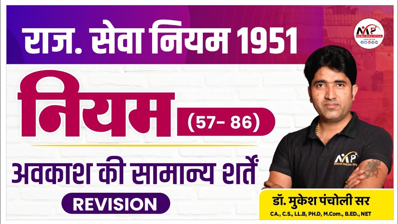 Junior Accountant & TRA Exam 2023 |  RSR Rule (57-86) Top MCQ Revision || By Dr.Mukesh Pancholi