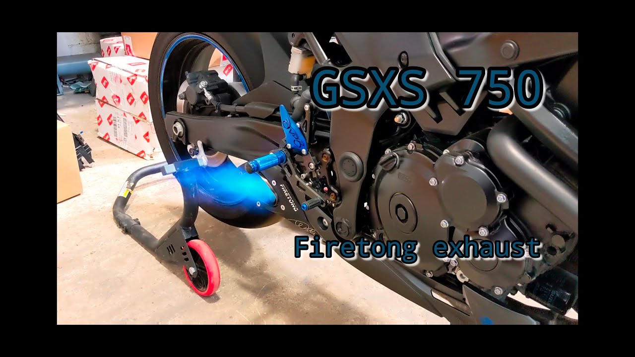 GSX S 750 Firetong exhaust spitting flames