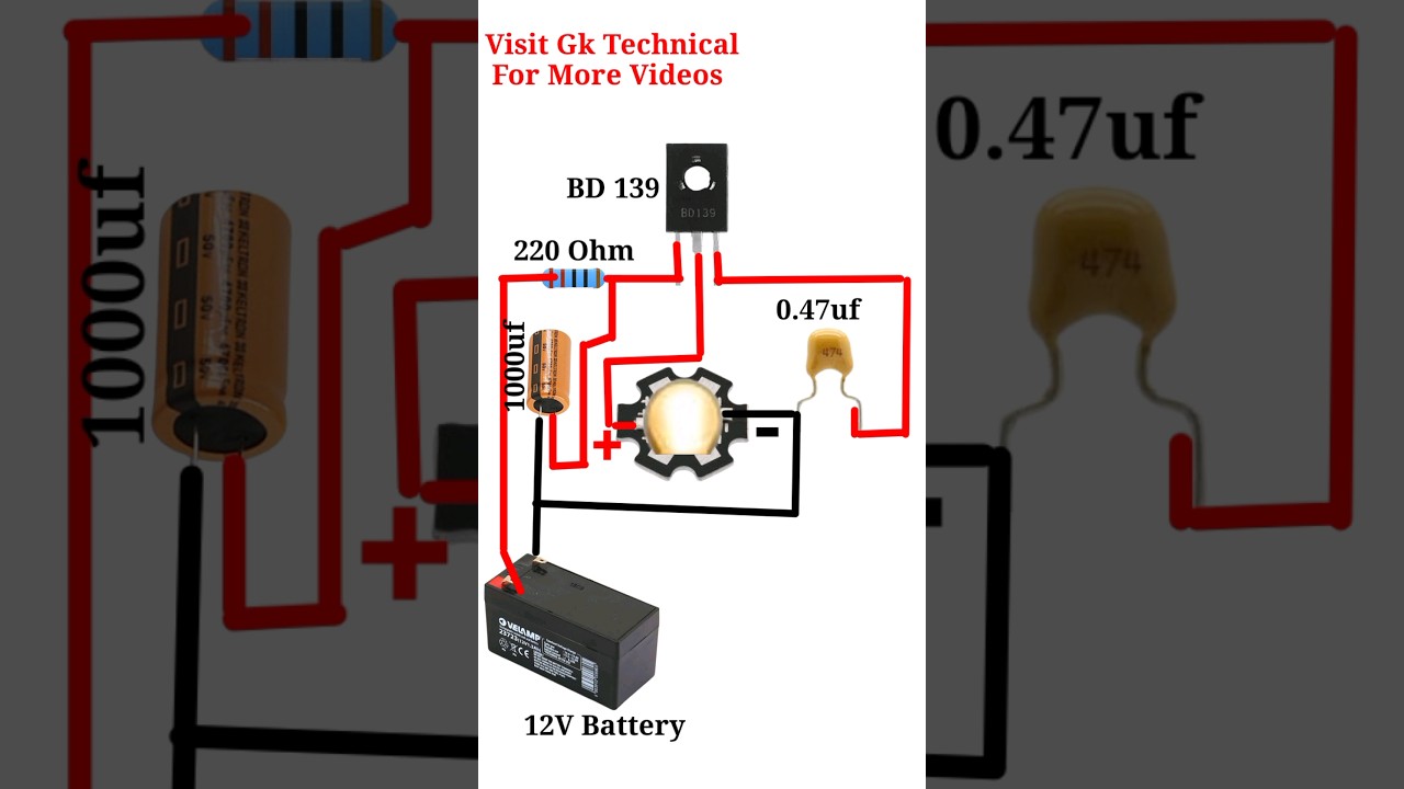 12V LED Flasher Circuit#shorts#youtubeshorts  #viral#trending#ledflasher  #gktechnical#viralshorts