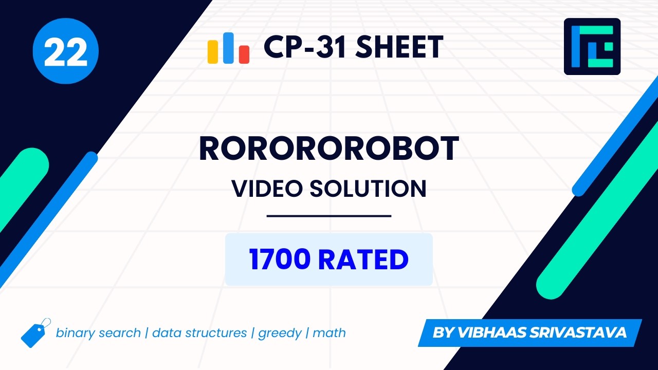 #22 Rorororobot | Видеорешение | Рейтинг 1700 | Лист TLE CP-31 | Лучшие задачи Codeforces