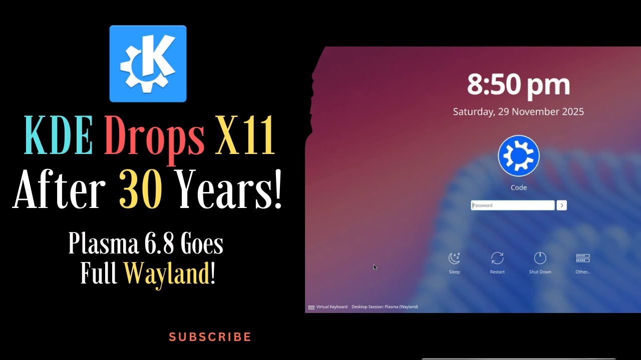 KDE прекращает поддержку X11 спустя 30 лет! Plasma 6.8 выходит на полную версию Wayland