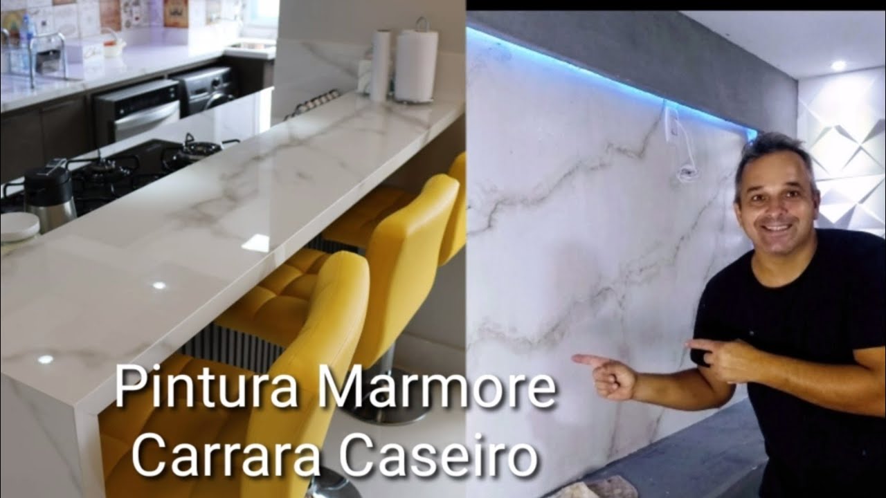 PINTURA MÁRMORE CARRARA CASEIRO - Pintura imitação Mármore - MARBLE PAINTING - DIY MAMORE CASEIRO