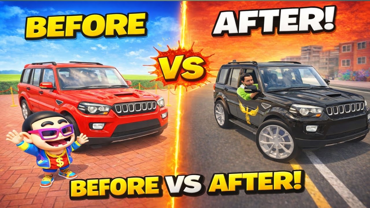 Before vs After! Franklin+Shinchan Modified Scorpio 🚗💯 Indian theft aura simulator 🌟 