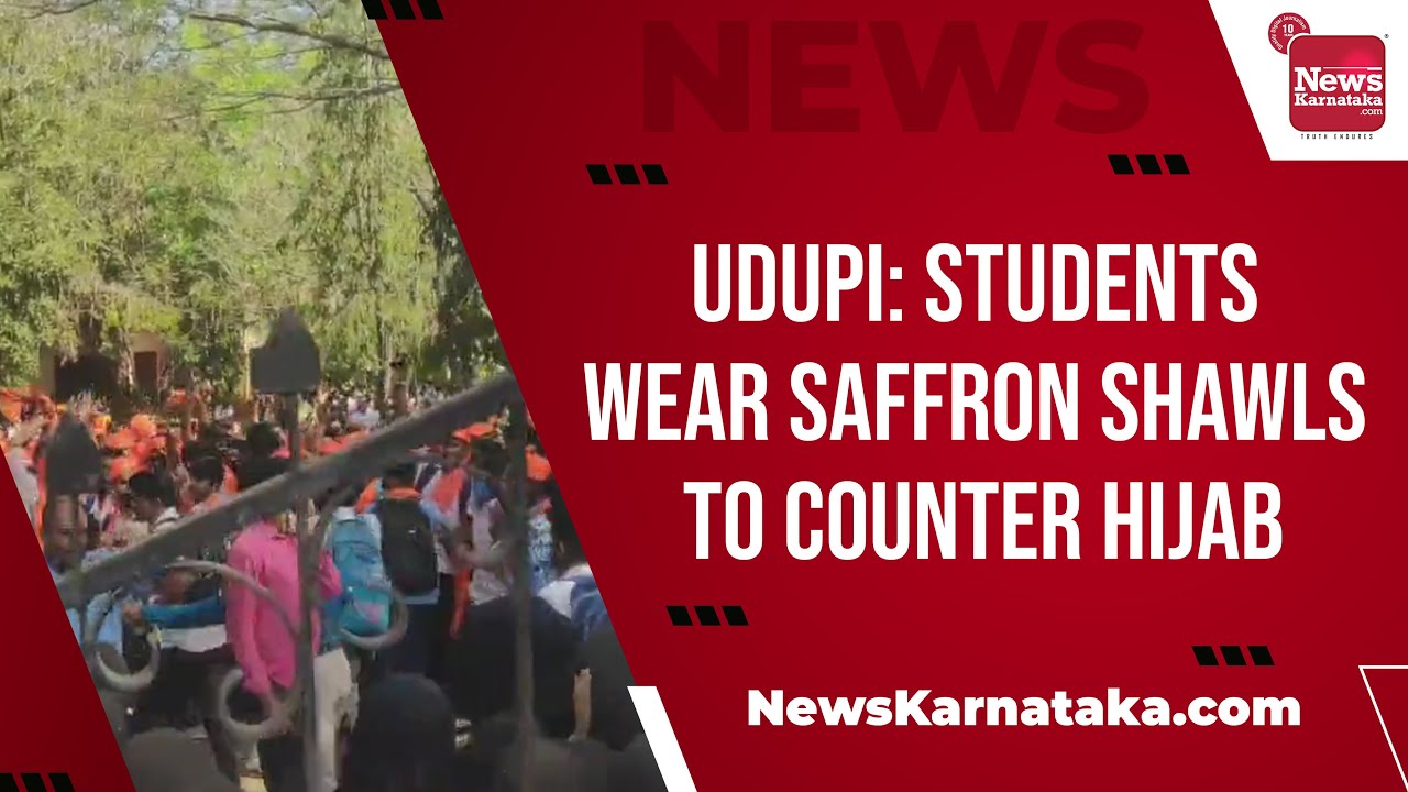Udupi: Students wear saffron shawls to counter hijab
