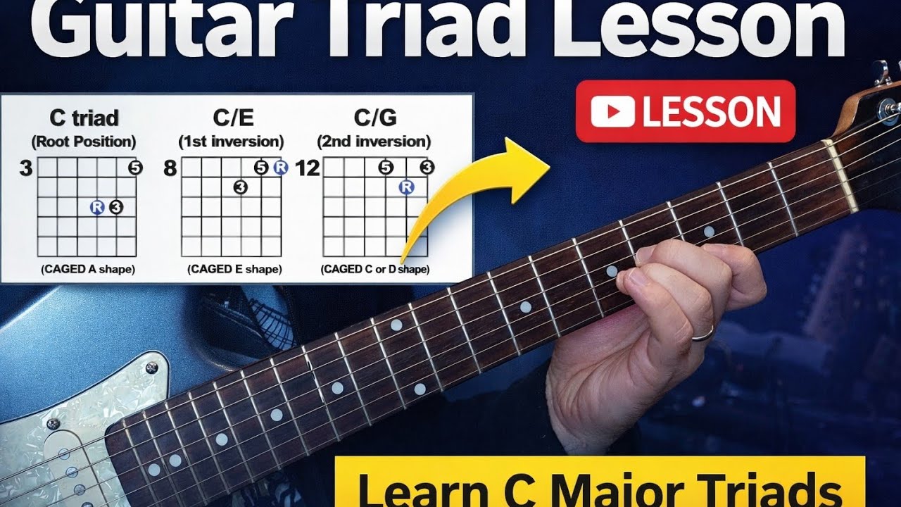 Guitar Triad Lesson – Learn C Major Triads Across the Fretboard