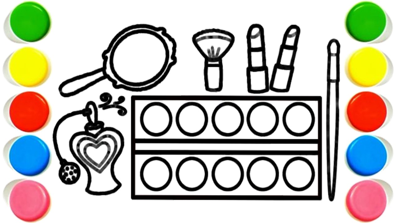Как нарисовать милый набор косметики. Рисование, живопись и раскрашивание для детей и малышей. Де...