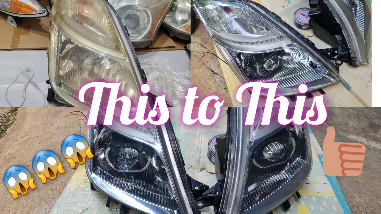 How to install LED Projector Len on toyota Prius gen2 headlamp by easy way, Home made, Sokheng Auto