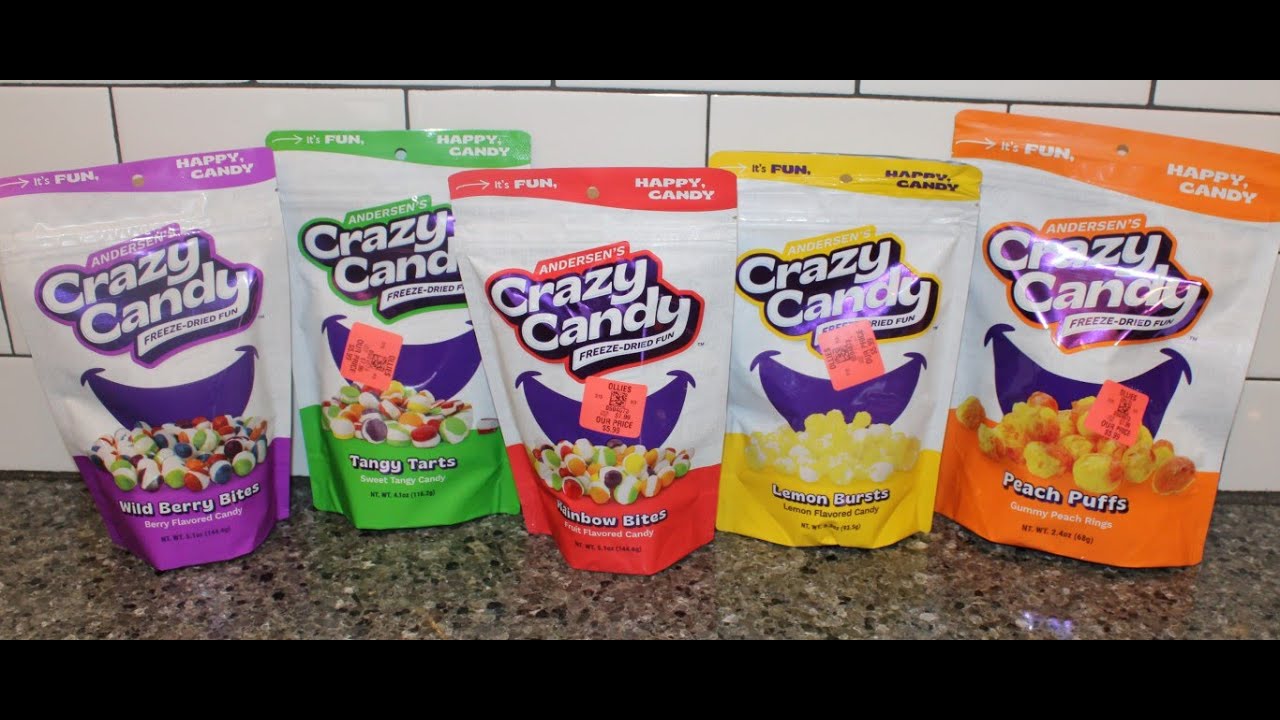 Andersen’s Crazy Candy Freeze-Dried: Wild Berry, Tangy Tarts, Rainbow, Lemon Bursts, Peach Puffs