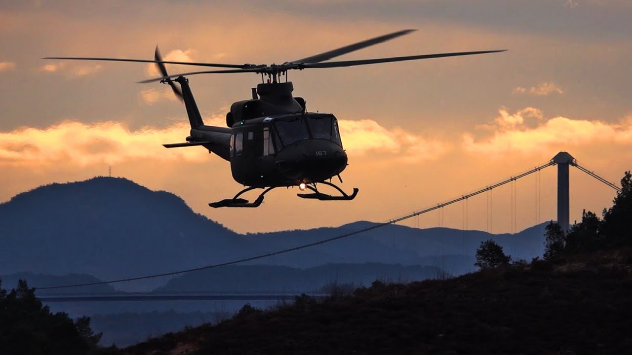 Norwegian Air Force - Bell 412 | Low pass at Stord Airport, February 2026