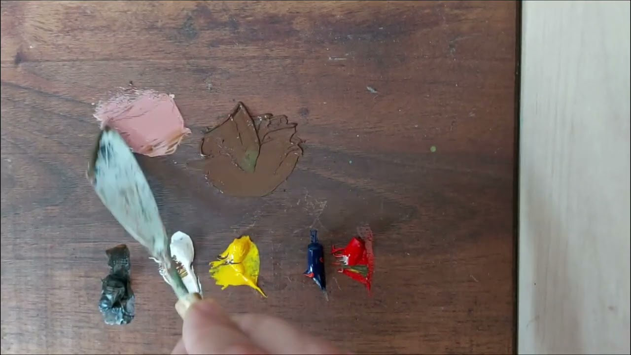تعليم مزج الألوان الزيتية Teaching oil colors mixing