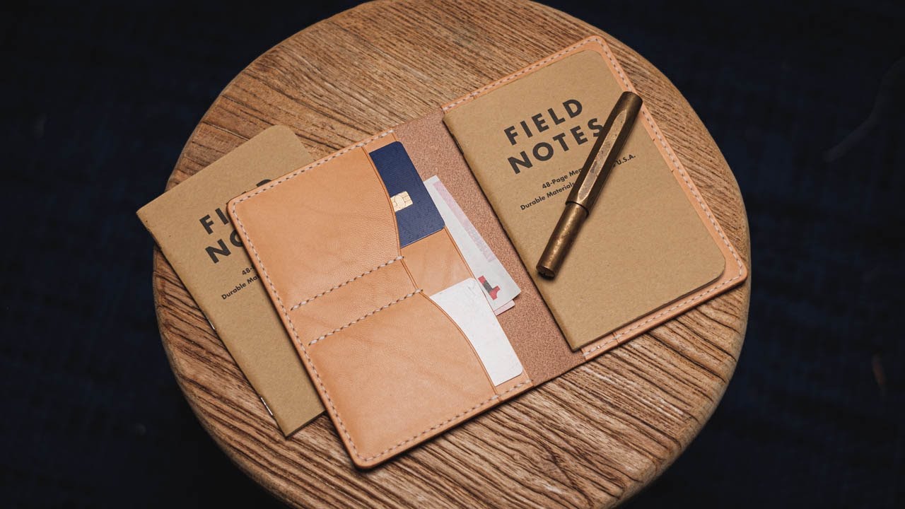 Making a Leather Field Notes Wallet - Leather craft ASMR, PDF Pattern