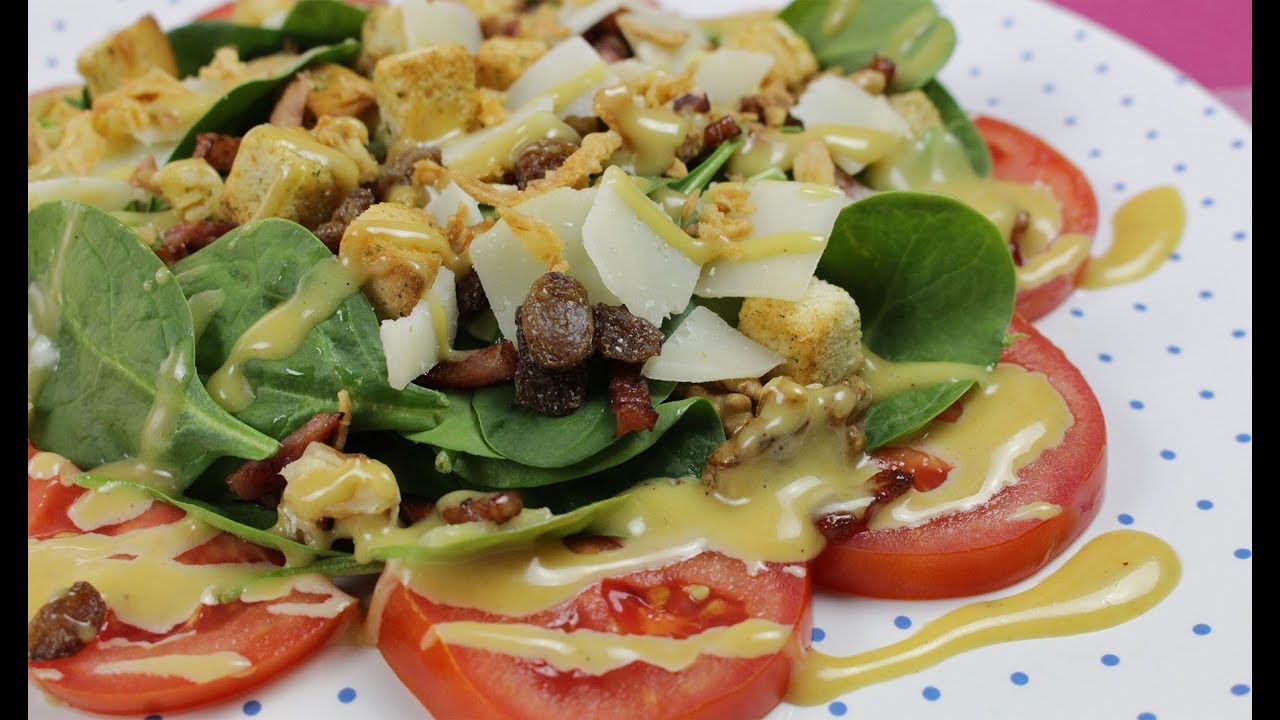 Ensalada de Espinacas con Salsa de Miel y Mostaza
