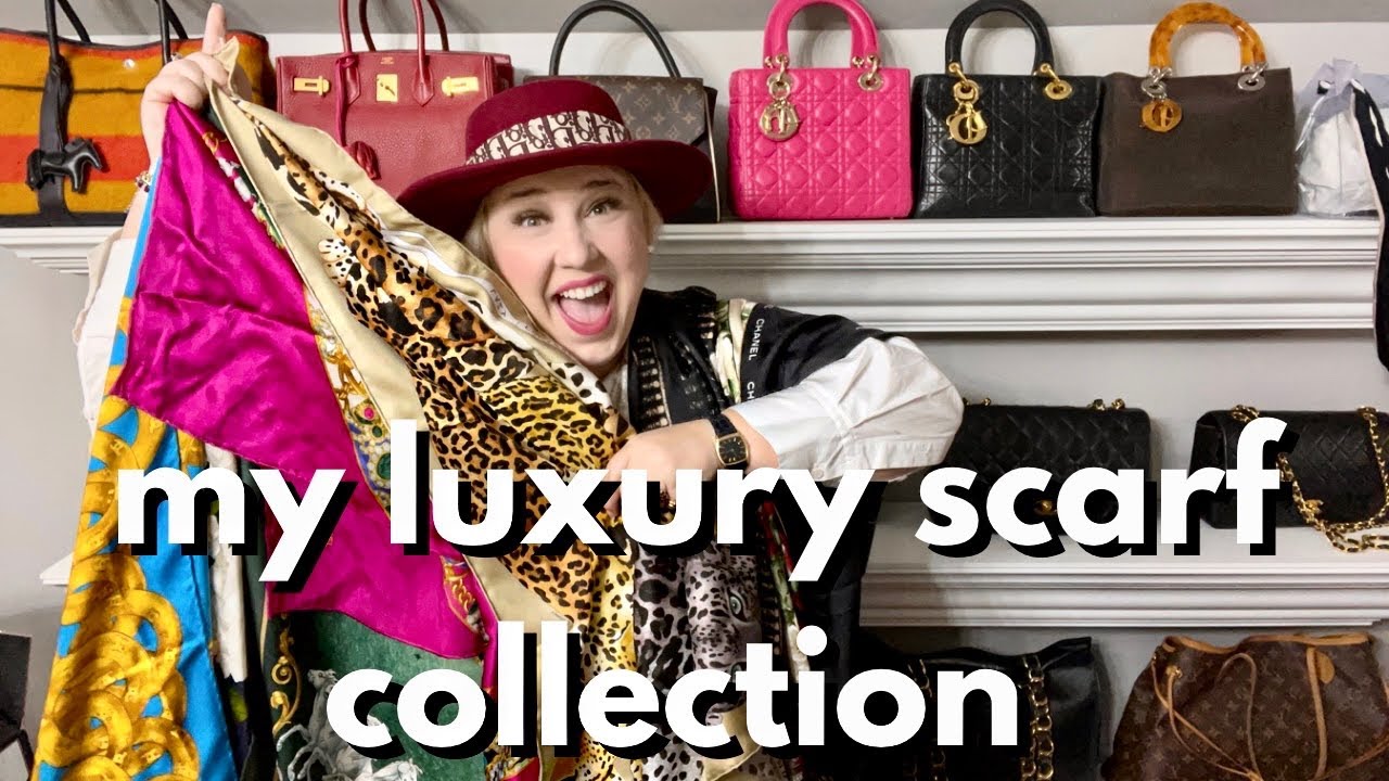 My Designer Scarf Collection | 23 CHANEL, HEREMS, DIOR LUXURY SILK SCARFS