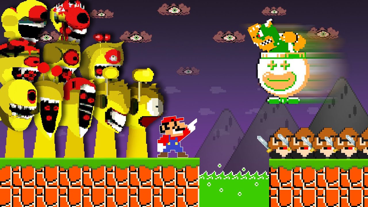 Mario & Sprunki Wenda Treatment Phase 2-3-4-5-6-7-8-9-10-11 Vs Team Bowser | Game Animation