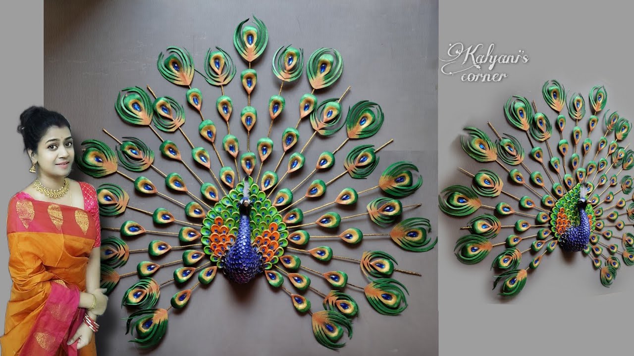 Peacock Wall Hanging Craft/Clay Mural/Amazing Wall Hanging Craft Ideas/Cardboard crafts/Wall decor