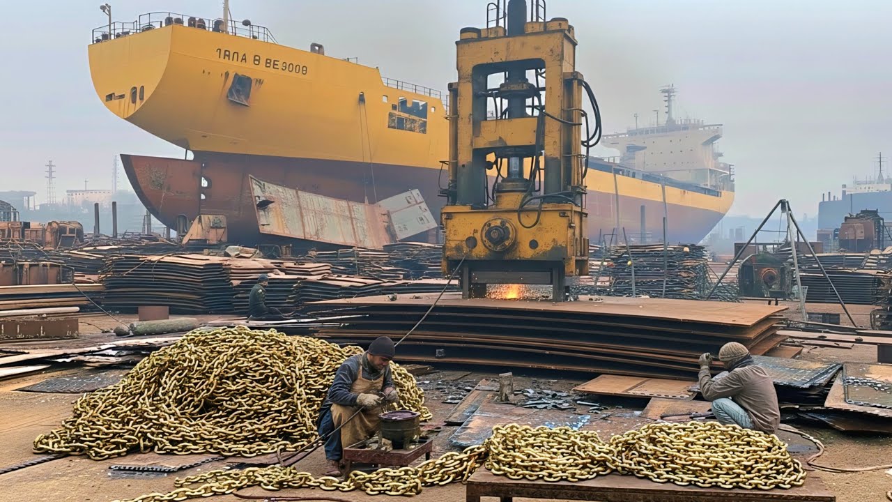 Recycling Old Ship Plates into Luxury Golden Chains | Metal Recycling Process Inside Factory 