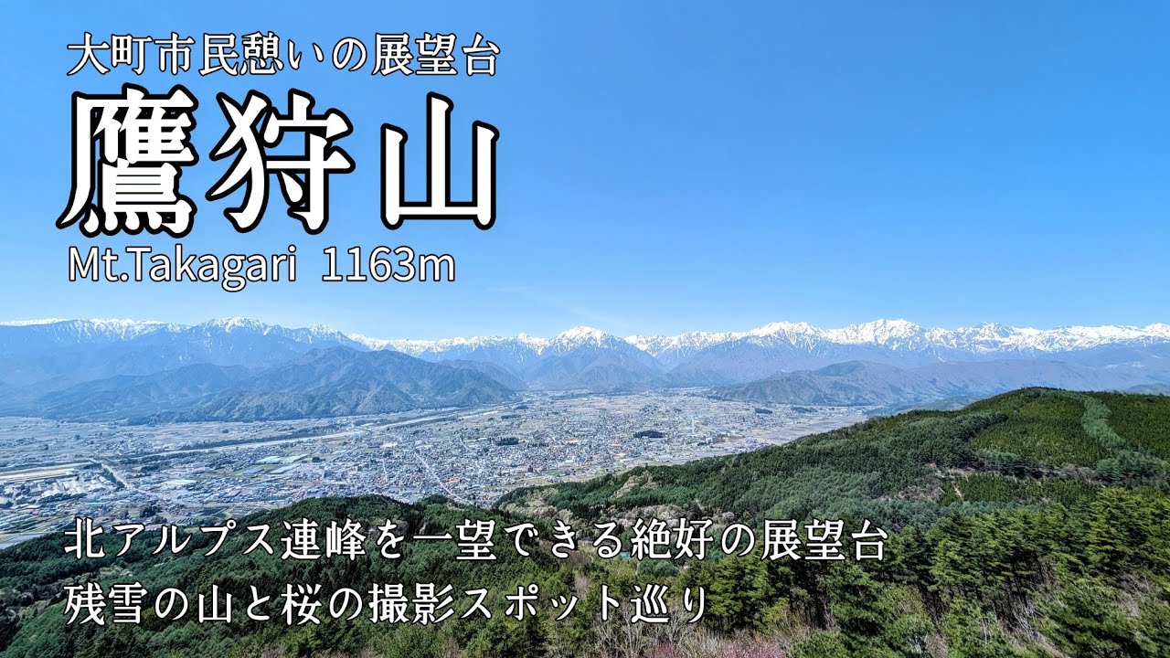 【鷹狩山】2024.4.28 鷹狩山展望台へのトレッキングコースは簡単でお手軽ハイキングにおすすめ　山頂は後立山連峰の絶景が一望できる極上の展望スポット