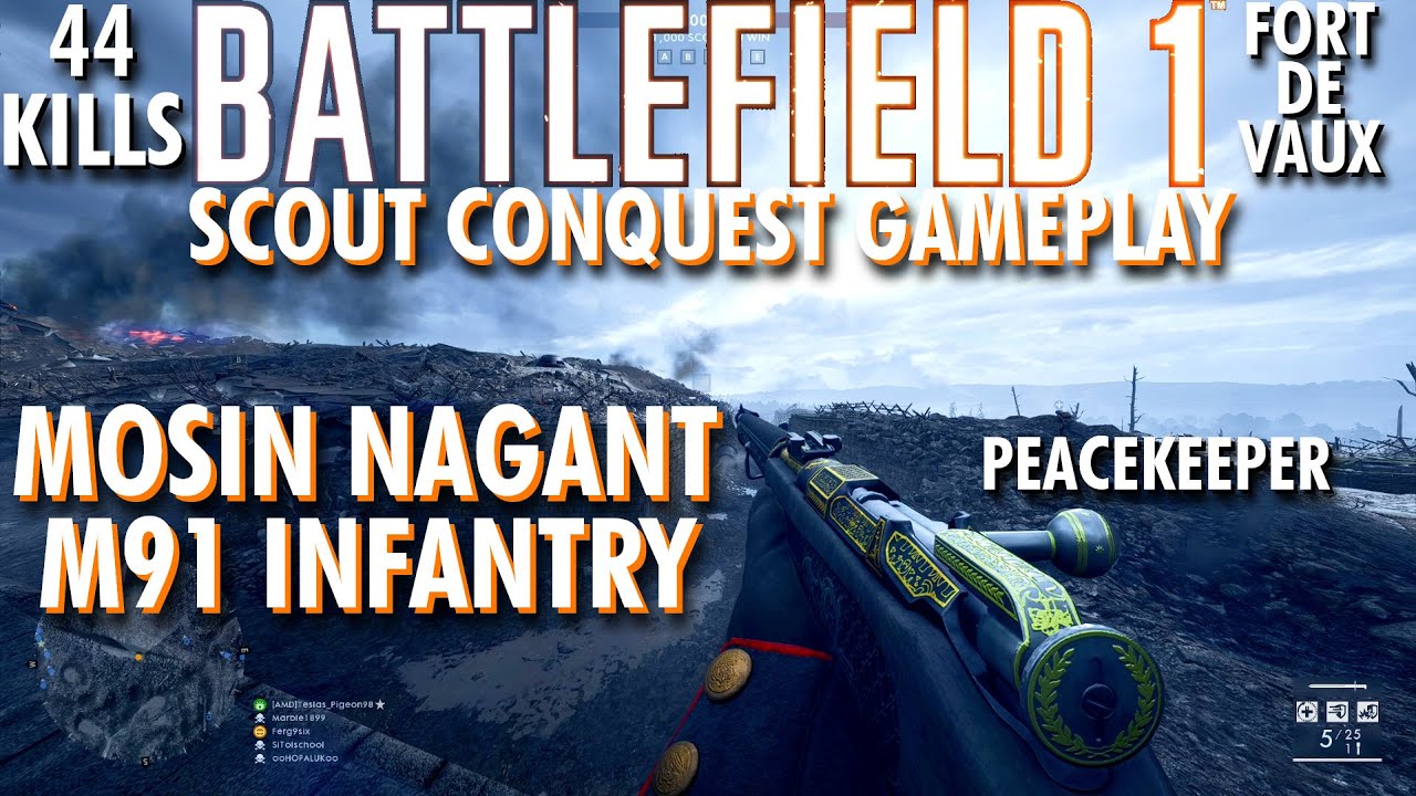 A Mosin Collateral... Mosin Nagant Infantry Gameplay - Battlefield 1 Conquest No Commentary