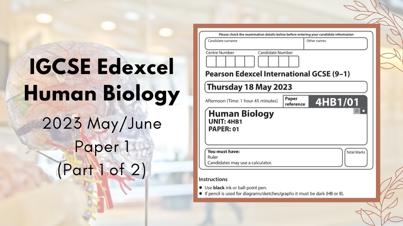 2023 May/June Paper 1 IGCSE Human Biology (4HB1) || Part 1 of 2 (Q1-Q4)
