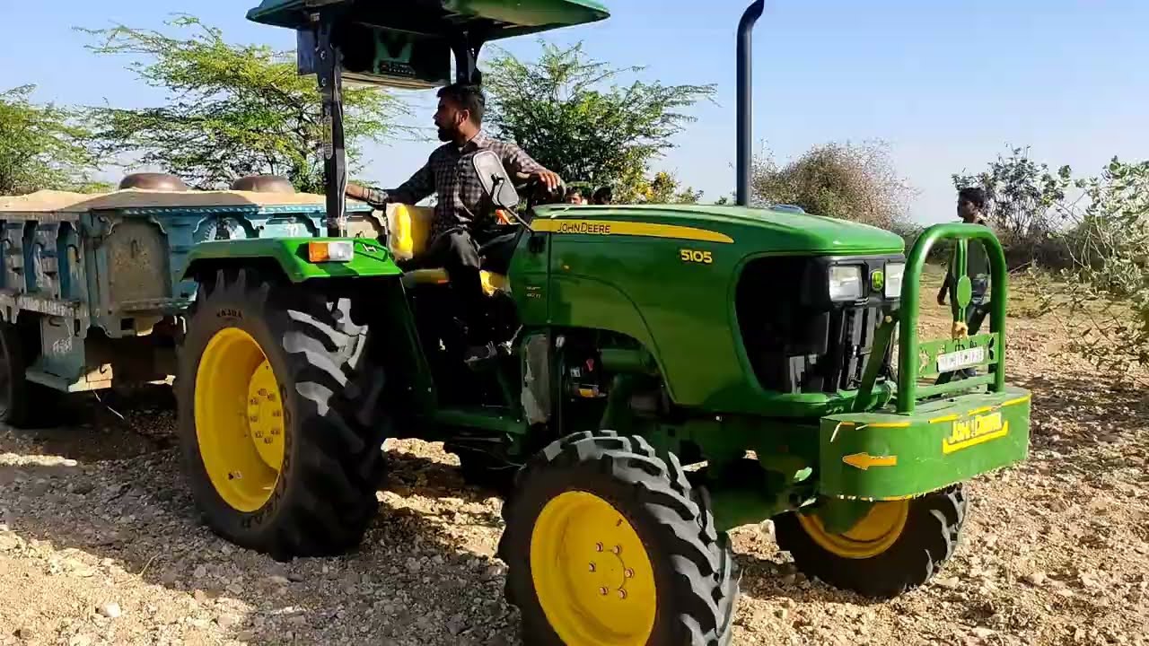 John deere 5105MFWD With Load Trali || नदी में निकला ट्राली भर के नए रस्ते में से ||