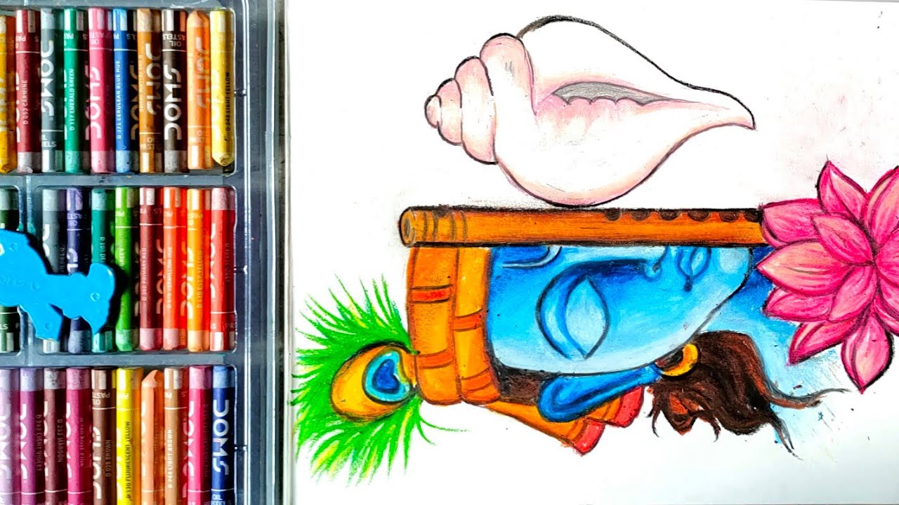 Lord Krishna Drawing || Krishna painting with flute || Oil pastel drawing || Creative thinking world