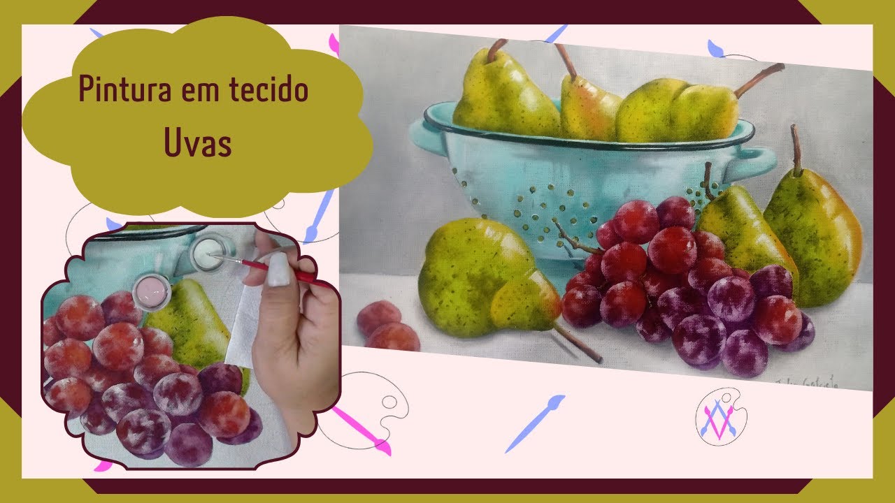 Uvas Pintura em tecido