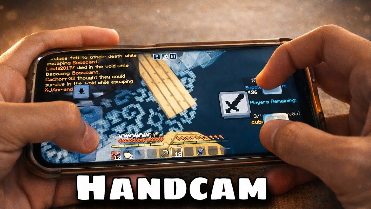 Jogando Skywars com os controles costumizados + Handcam | MCPE | Cubecraft