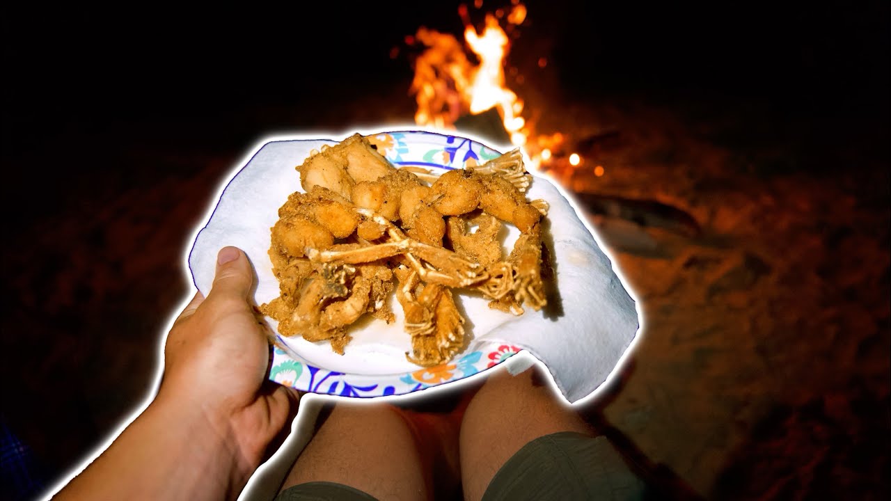 Cooking GIANT FROG LEGS while Camping by the RIVER {Catch Clean Cook}