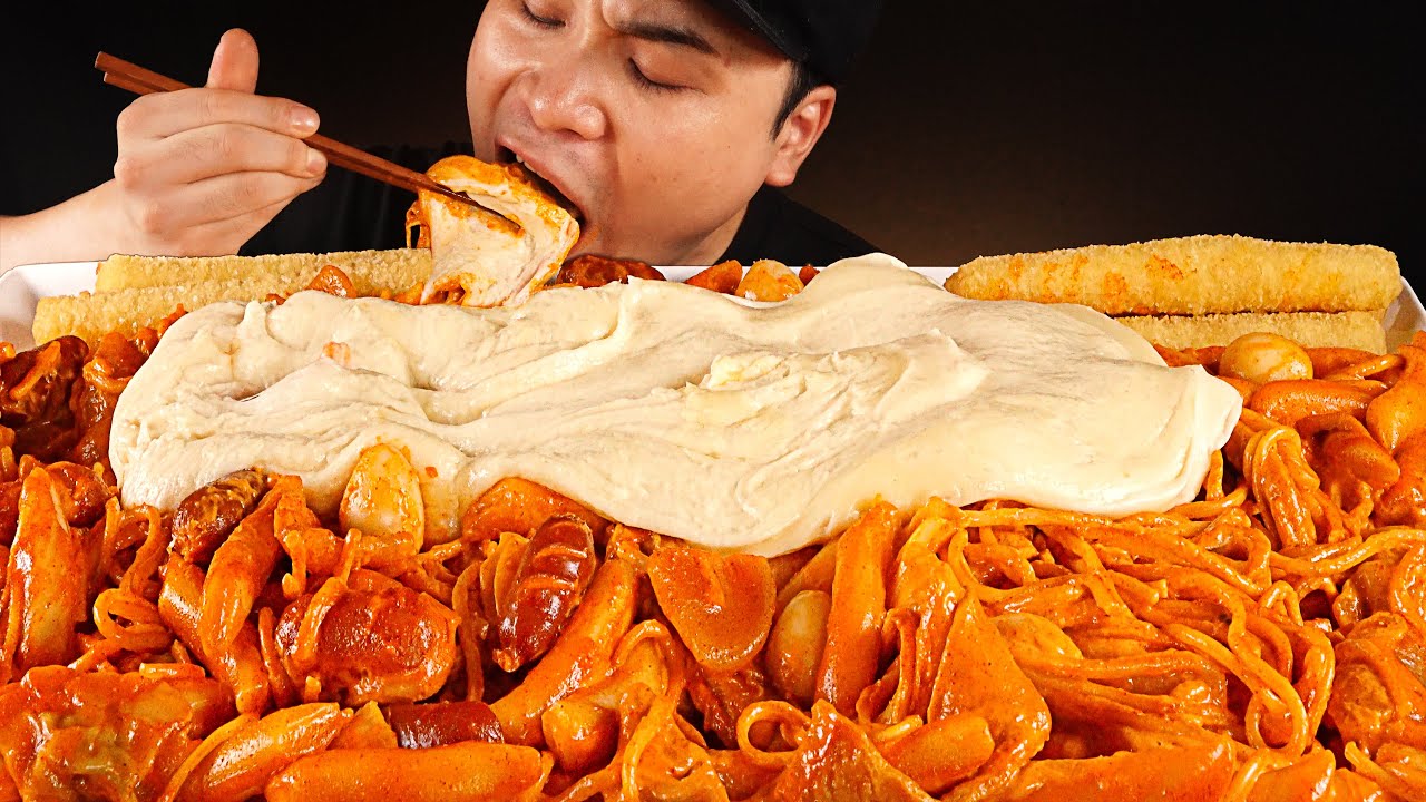 응급실 로제떡볶이에 치즈 3개와 스파게티면까지 추가해서 먹어보자!! 먹방 리얼사운드 ASMR social eating Mukbang(Eating Show)