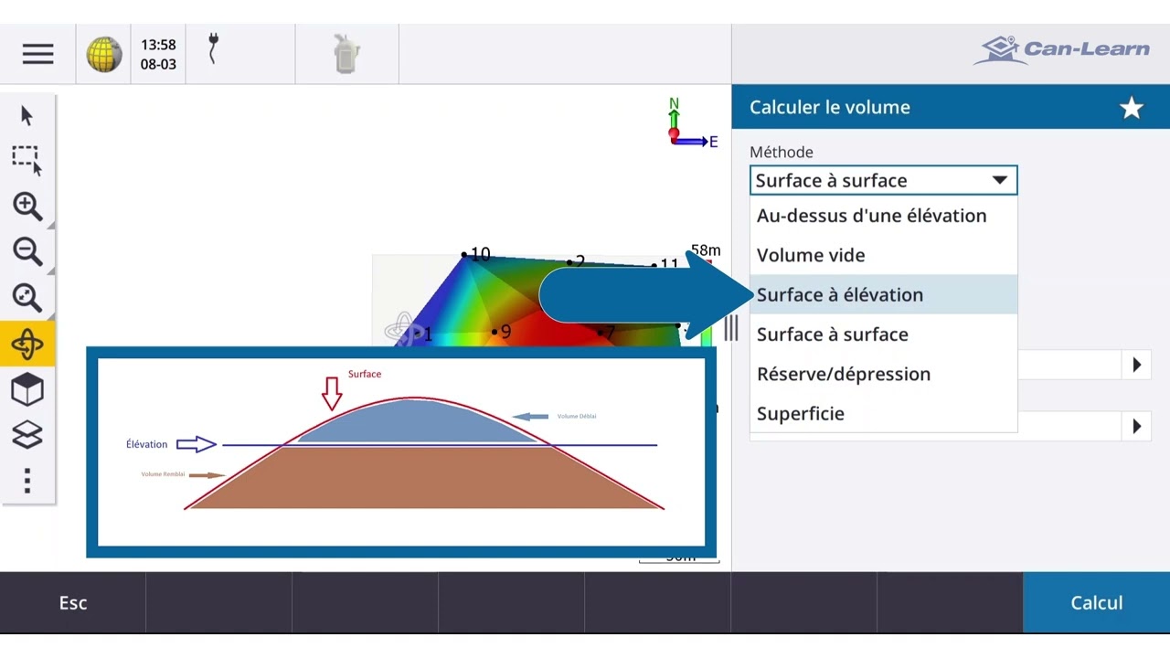 Can-Learn : Calcul de volumes dans Trimble Access