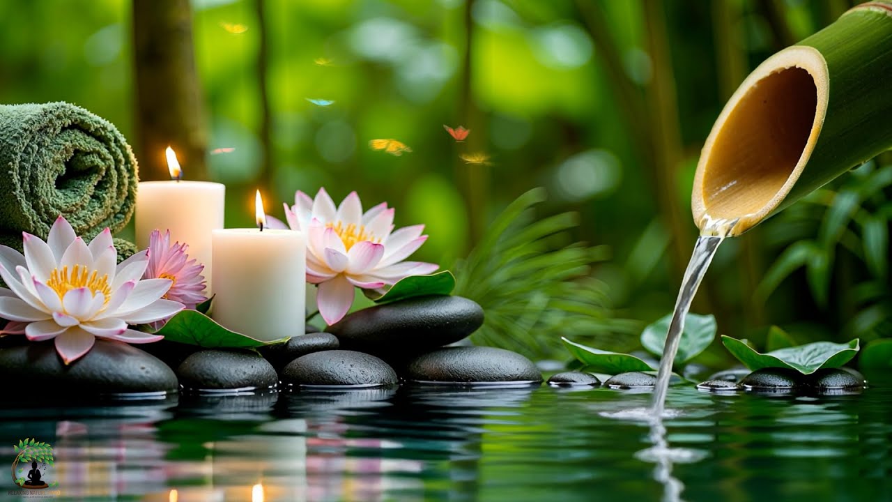 Relaxing Sleep Music with Bamboo Water Sounds 🌿Deep Sleep,Stress Relief,Relaxation Body,Yoga & Spa