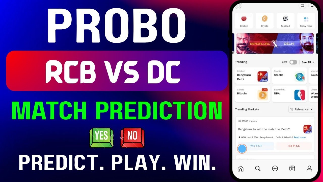 Probo Prediction Today | 10 April | RCB vs DC | Yes/No Analysis | Join Telegram @proboanalysiss