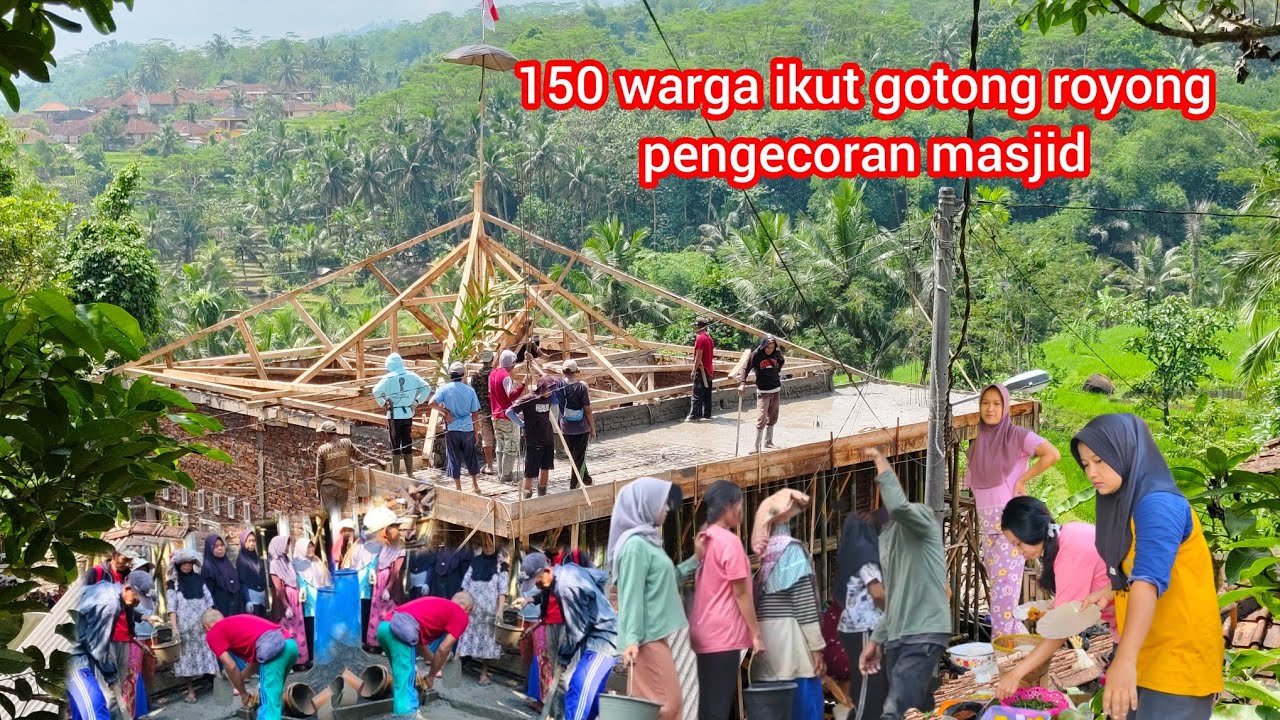 UPDATE PEMBANGUNAN MASJID TAHAP PENGECORAN, TAK TAHAN WARGA TURUN SEMUA