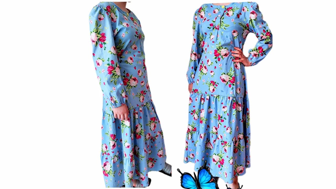 ÇOK KOLAY ELBİSE KESİMİ VE DİKİMİ/من السهل جدا صنع اللباسvery easy dress cutting and sewing