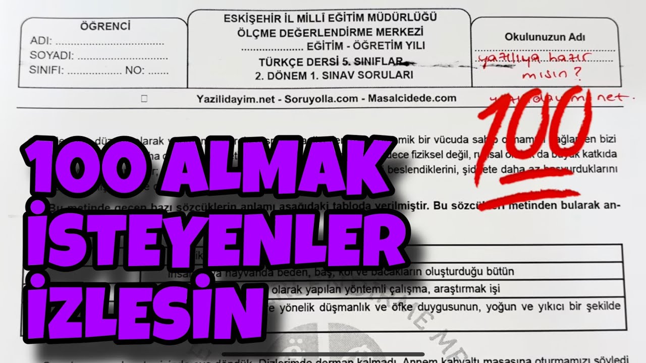 5.Sınıf Türkçe 2.Dönem 1.Yazılı