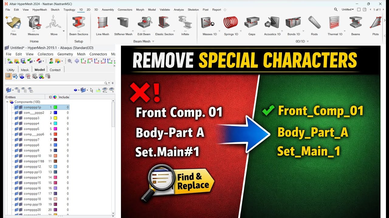 Remove Spaces, Dots & Special Characters in HyperMesh (Easy Way)