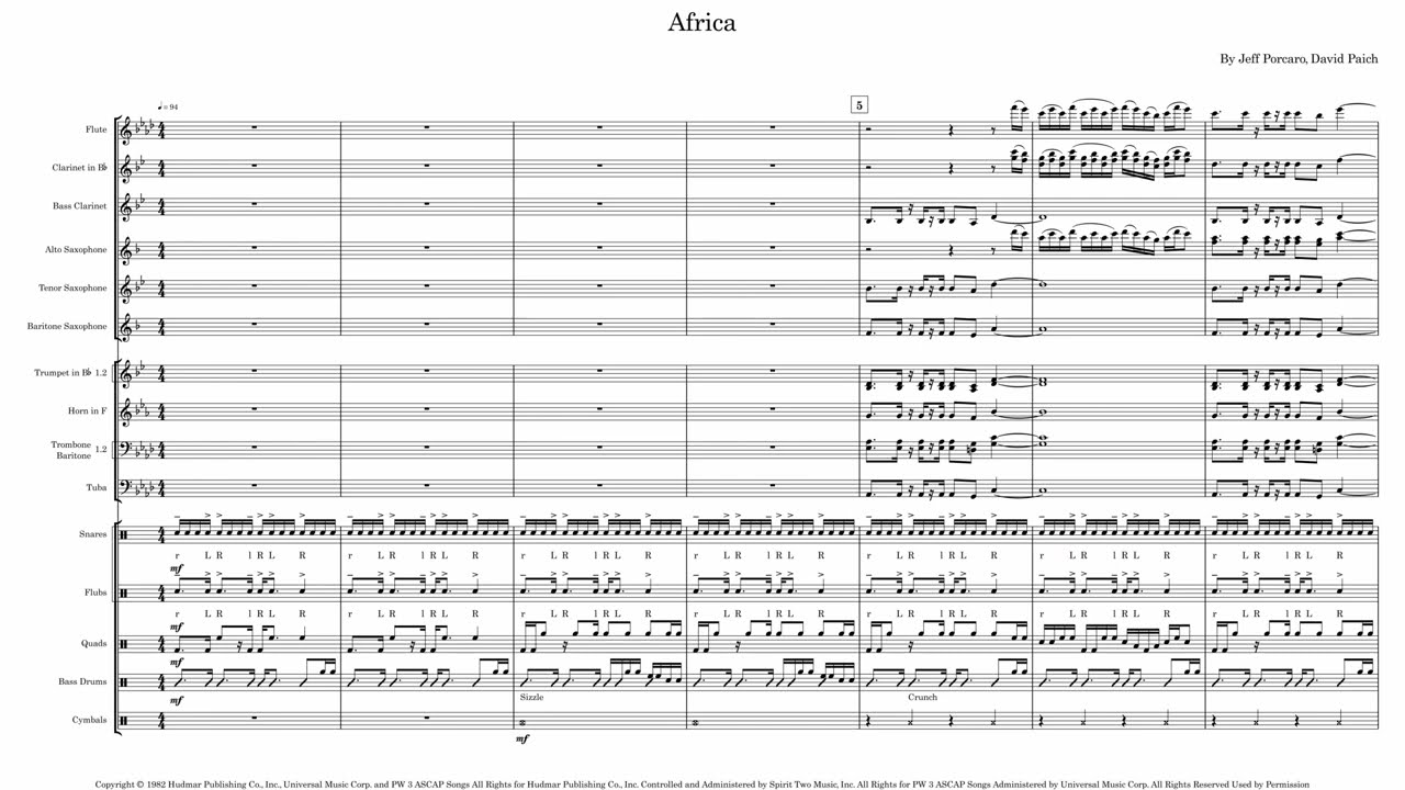 Africa Toto - Hal Leonard ArrangeMe - Woodwind Feature Version