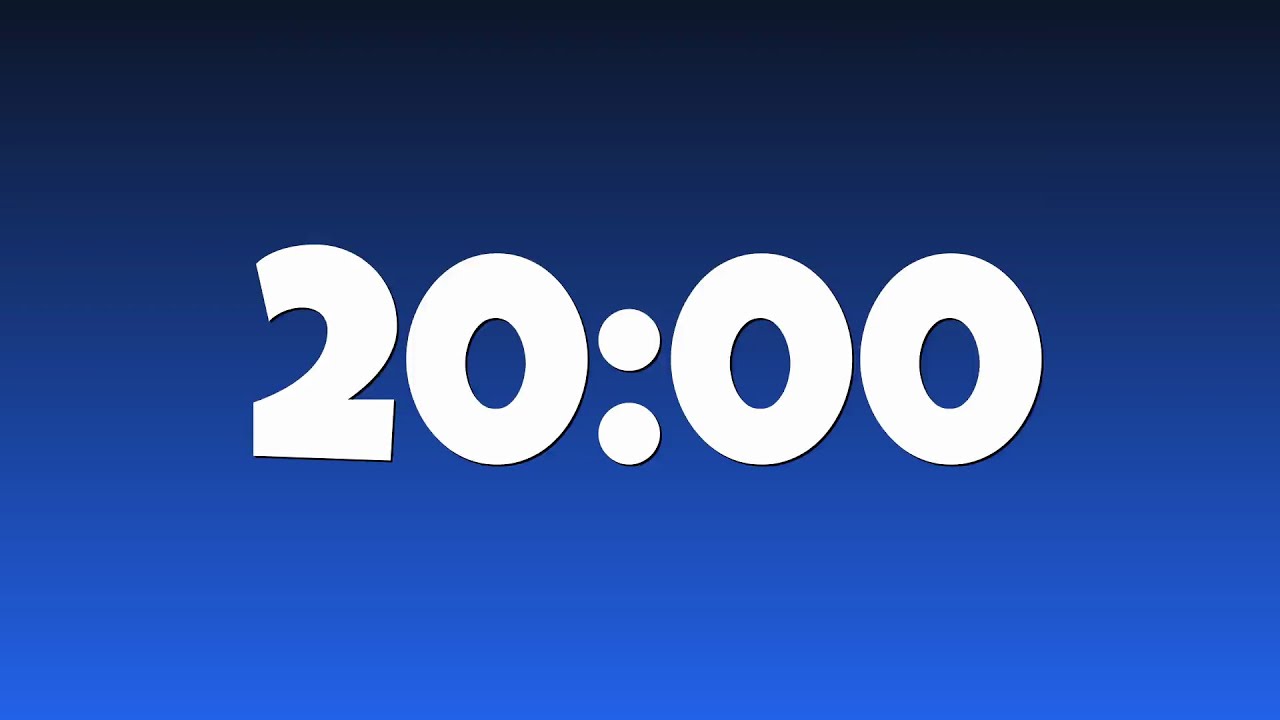 20 Minute Classroom Timer | Navy to Electric Blue Gradient (Low Distraction)