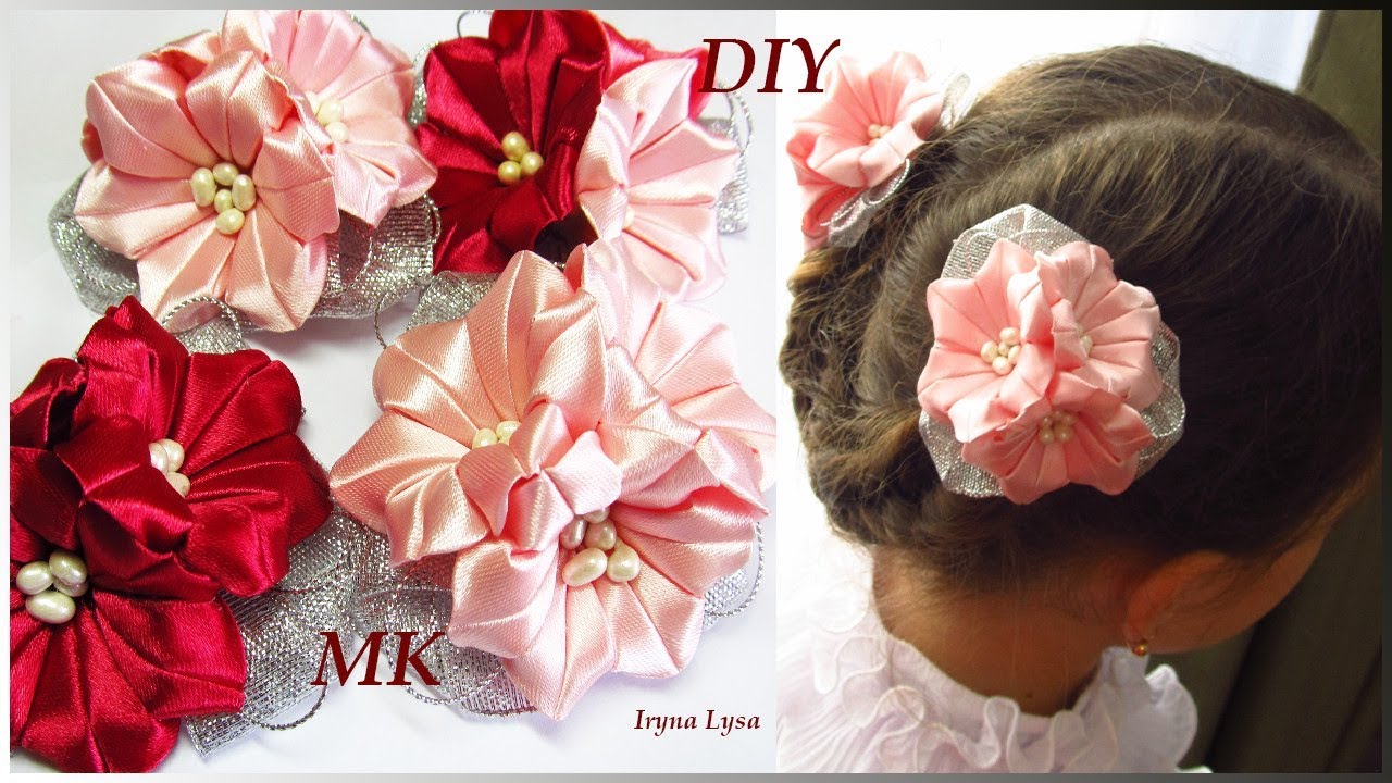 DIY Kanzashi Flowers, Hairclip, Satin Ribbon