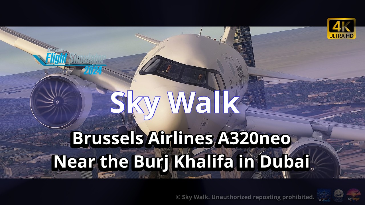 A320neo Brussels Airlines в небе над Бурдж-Халифой в Дубае | MSFS 2024 [4K]