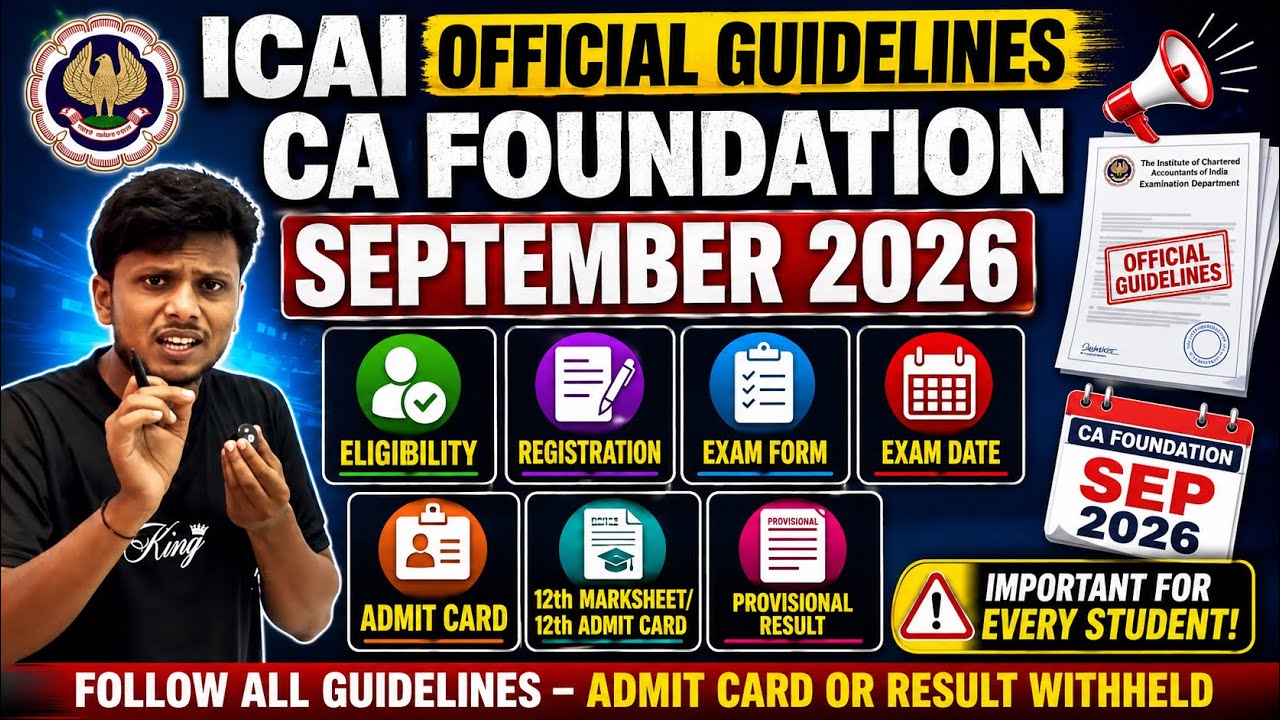 CA Foundation Sept 2026: Follow These ICAI Guidelines or Admit Card May Be Withheld!