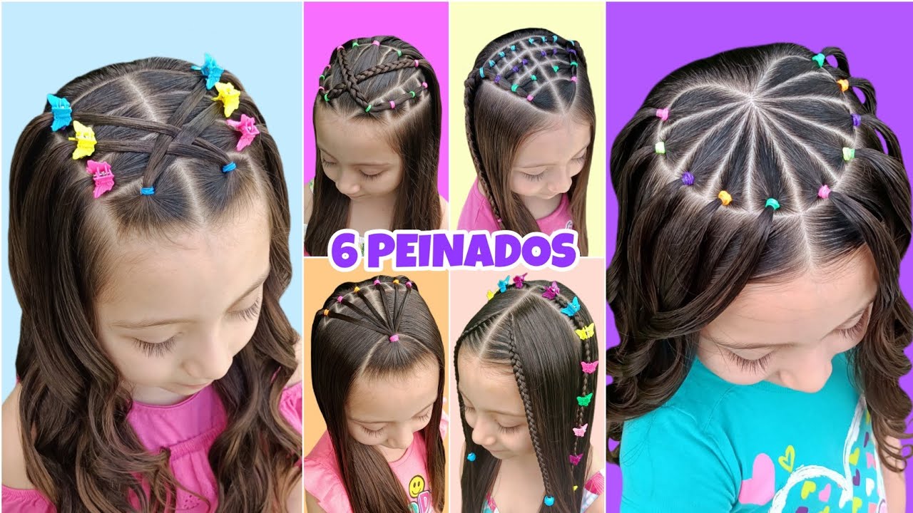 6 PEINADOS INCREÍBLES PARA NIÑAS ✨🌈 CON CABELLO SUELTO (LARGO O CORTO)