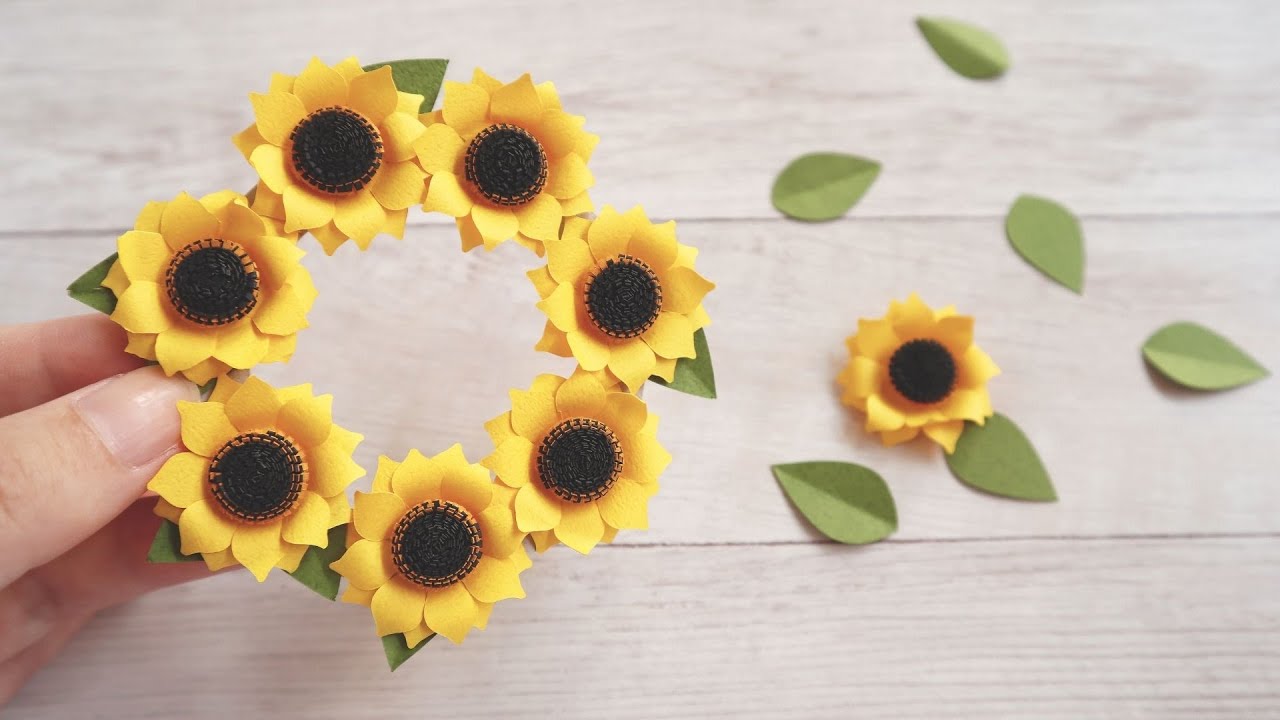 【ペーパーフラワー】紙で作る可愛いひまわりリースの作り方｜夏の飾り｜How to make paper sunflower wreath｜AyaWangPaper
