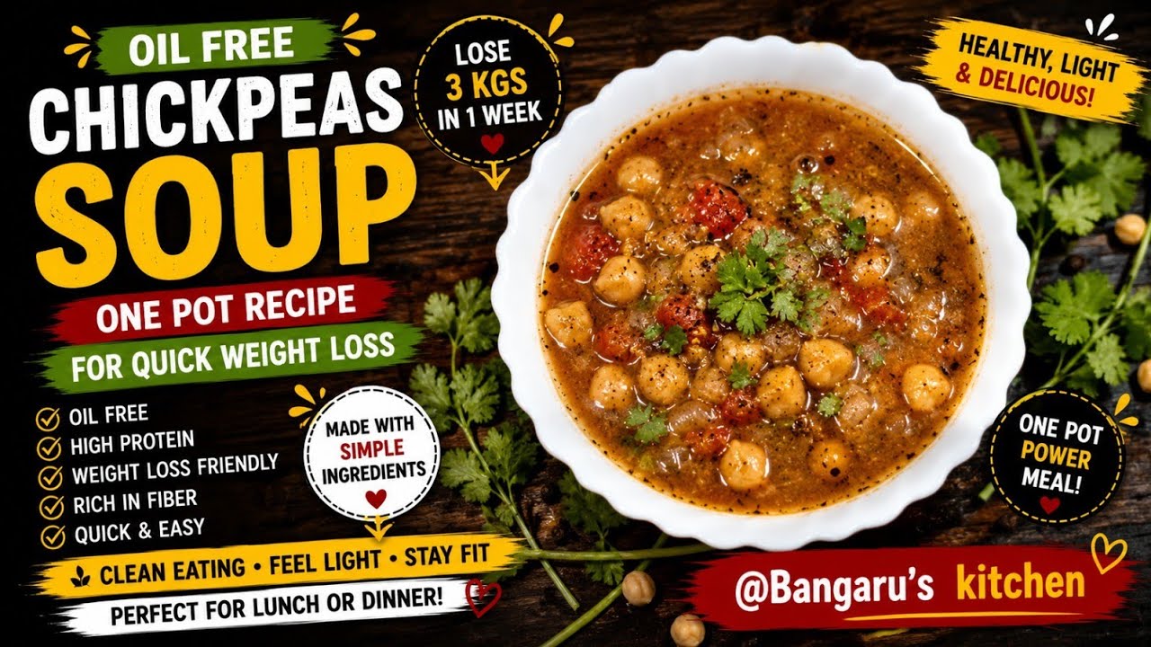 Oil Free Chickpeas Soup | One Pot Recipe for Quick Weight loss - Lose 3 kgs in 1 Week