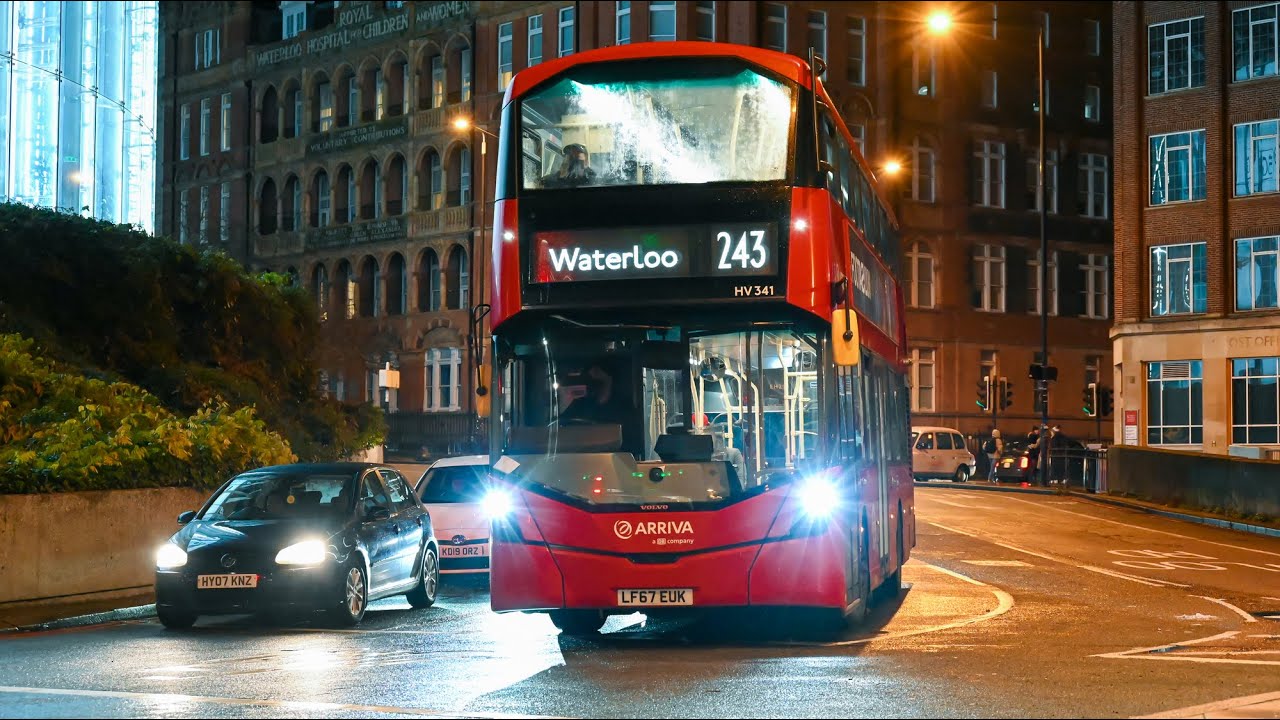 London's Buses after dark at Waterloo 5th December 2021