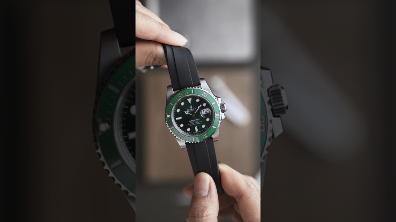 Rolex Submariner Hulk with JU Overseas Brushed FKM Rubber Strap #watch
