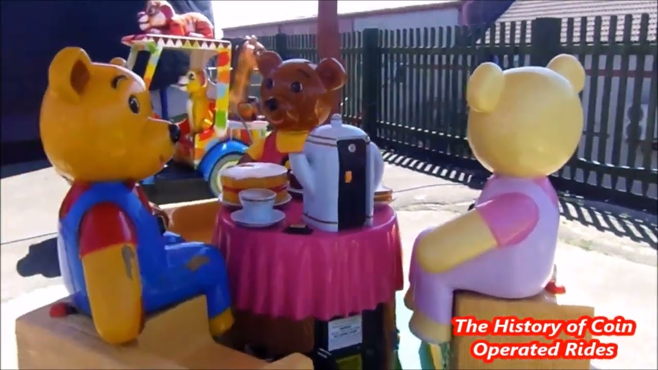 2000s RG Mitchell Coin Operated Roundabout Kiddie Ride - Teddy Bear's Picnic